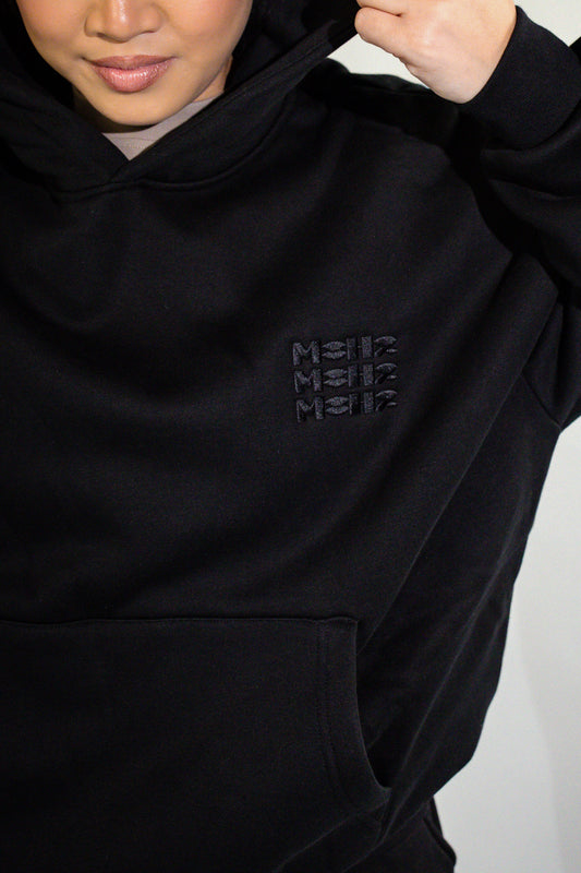 Triple Hoodie Black / Black Logo