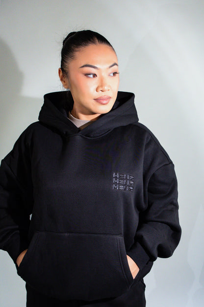 Triple Hoodie Black / Black Logo