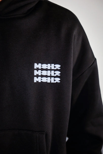 Triple Hoodie Black / White Logo